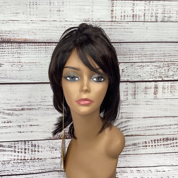 Dior #F1B/33 Black & Auburn Womens Punk Mullet Wig Classic Cap Syntnetic Hair - Picture 4 of 7